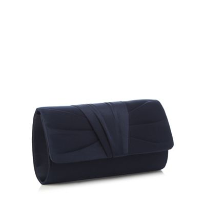 Navy ruched pleat clutch bag